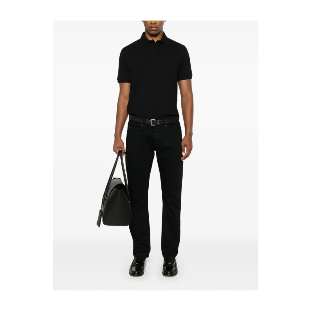 Saint Laurent Zwart poloshirt met logo Black Heren