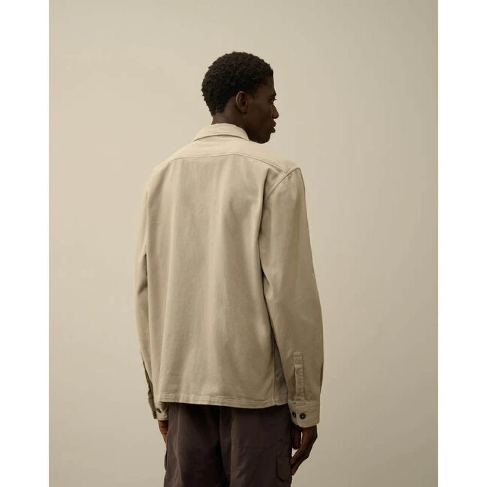 C.P. Company Gepantserde Stretch Satijnen Knoopshirt Beige Heren