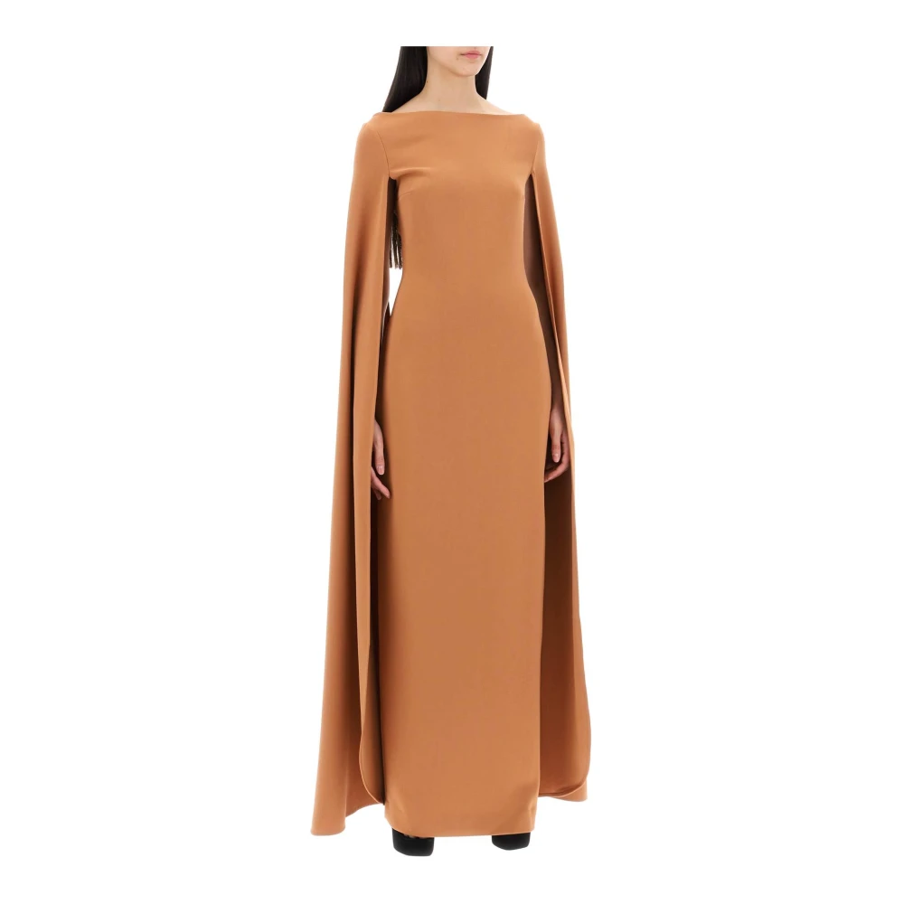 Solace London Maxi jurk met overdreven cape mouwen Brown Dames