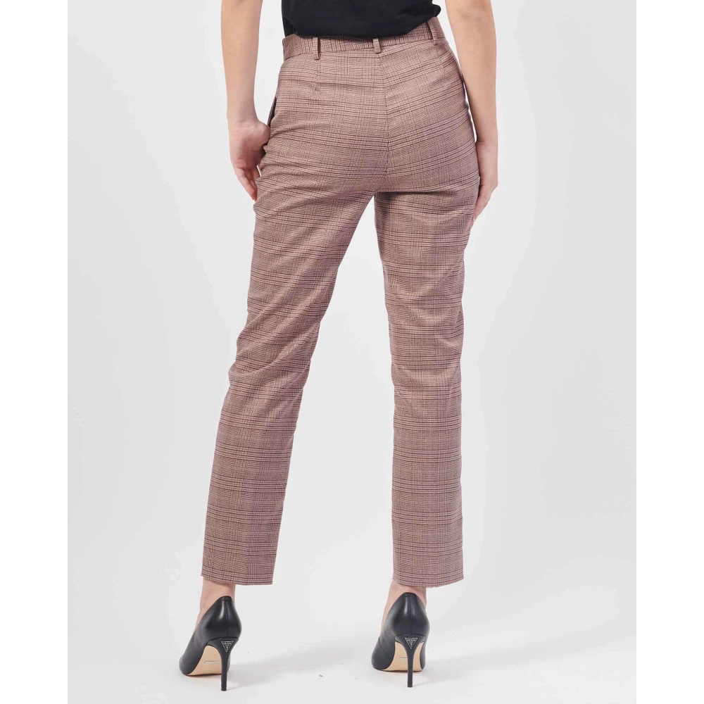 Fracomina Roze Geruite Regular Fit Broek Pink Dames
