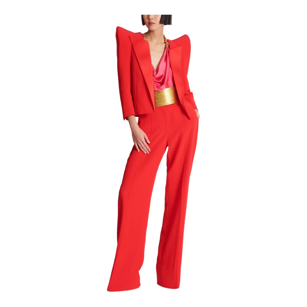 Balmain Geknipt krepe-jasje met gestructureerde schouders Red Dames