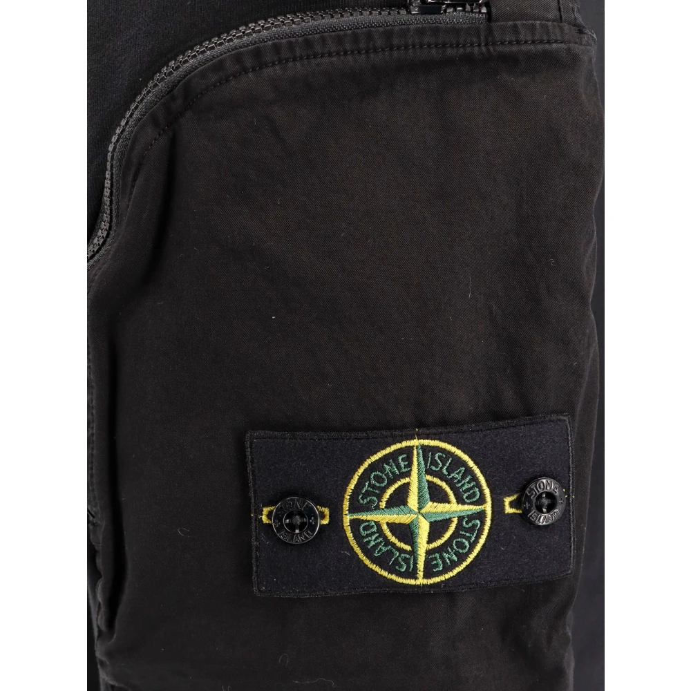 Stone Island Katoenen Jogger Bermuda Shorts met Zakken Black Heren