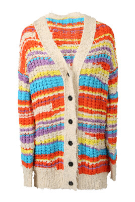 cardigan-a-rayures-col-en-v-multi-noos