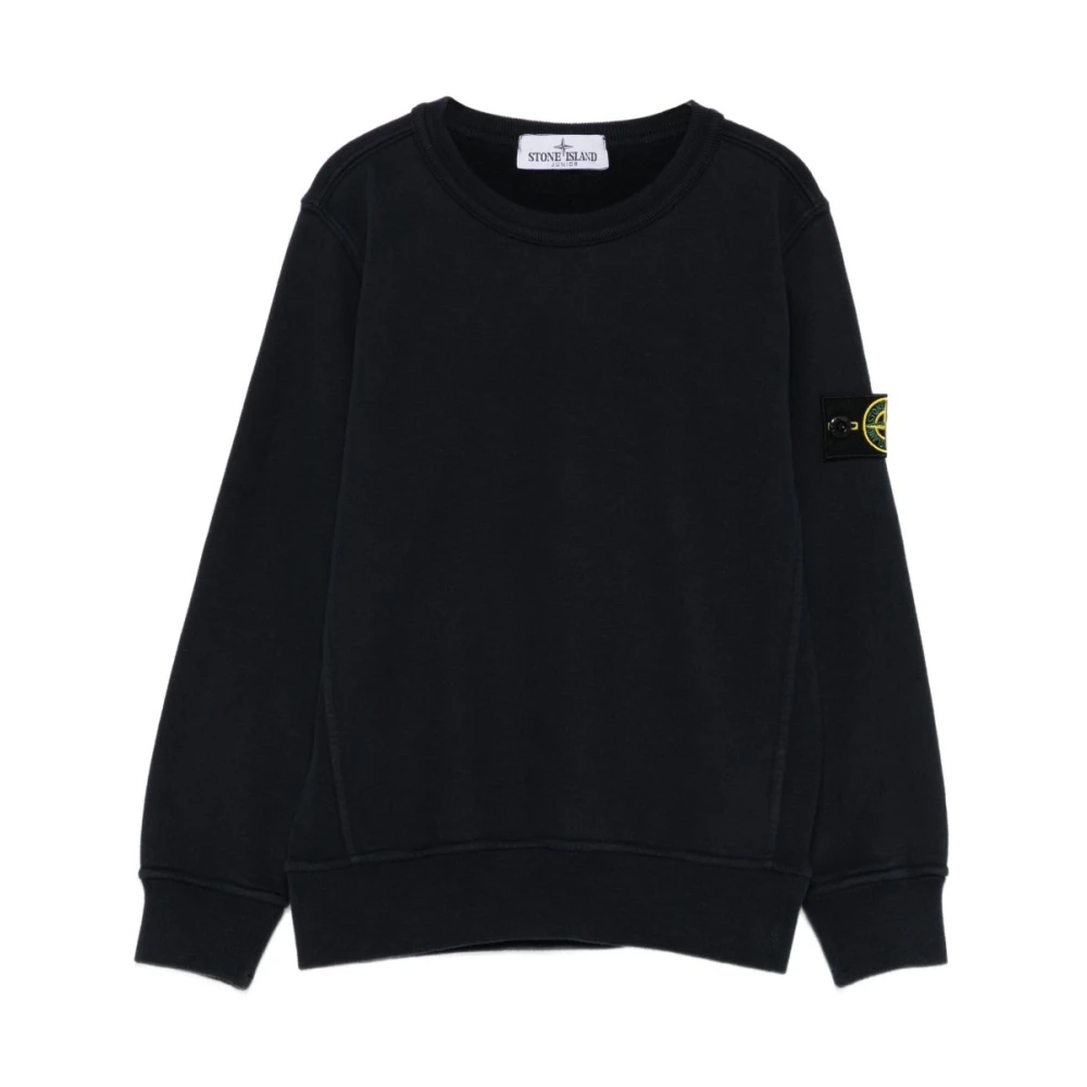 Stone Island Blue Kids Sweatshirts, Male, 8 Y, Logo Patch Crewneck Sweatshirt