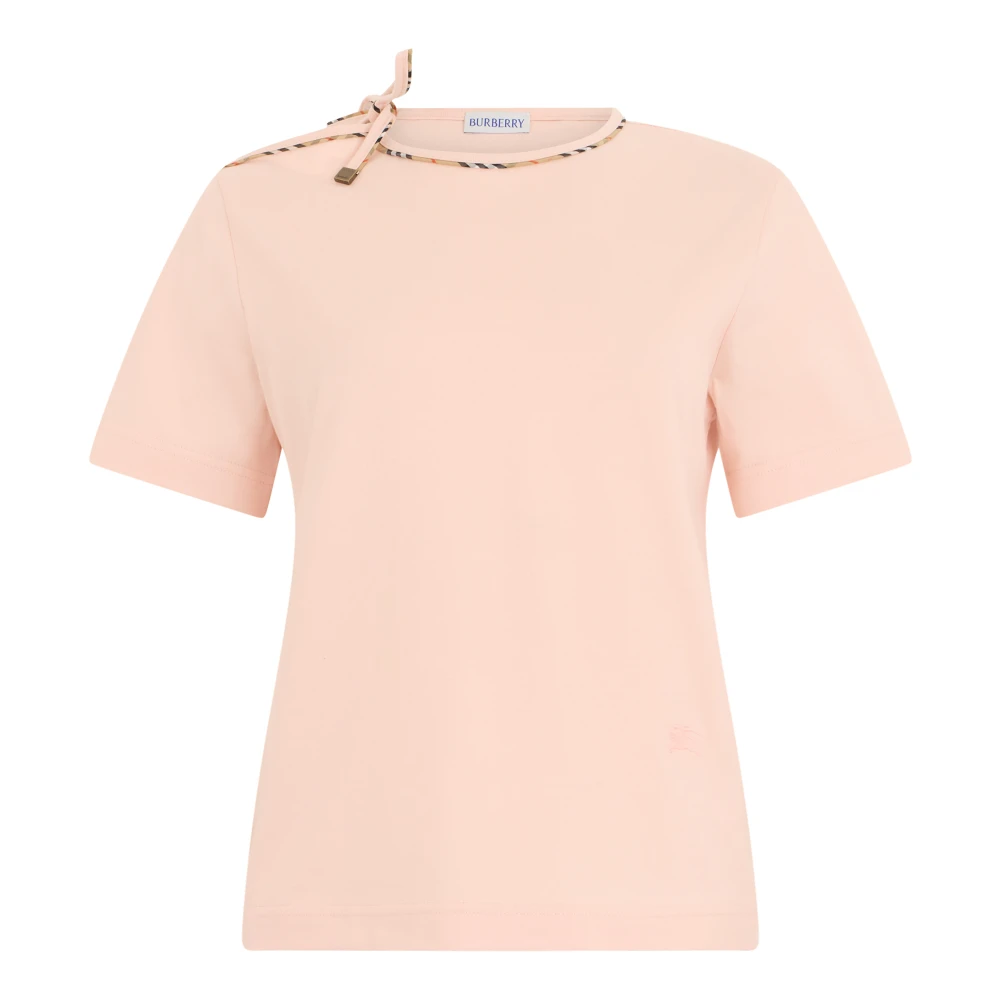 Burberry Donna Rosa - T-Shirt Con Dettaglio Tartan - Tops - Xs - Immagine 1