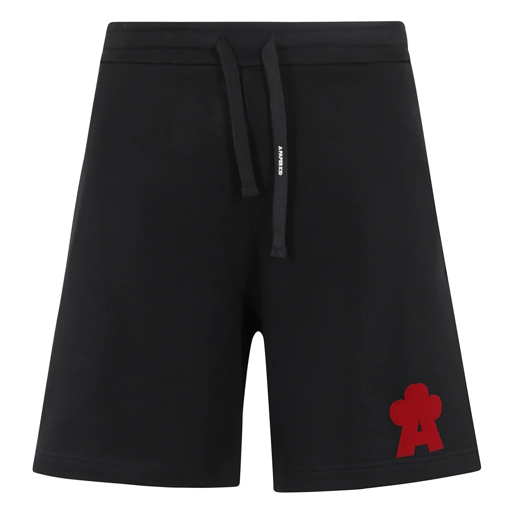 A Paper Kid Casual Sweatshorts voor Mannen Black Heren