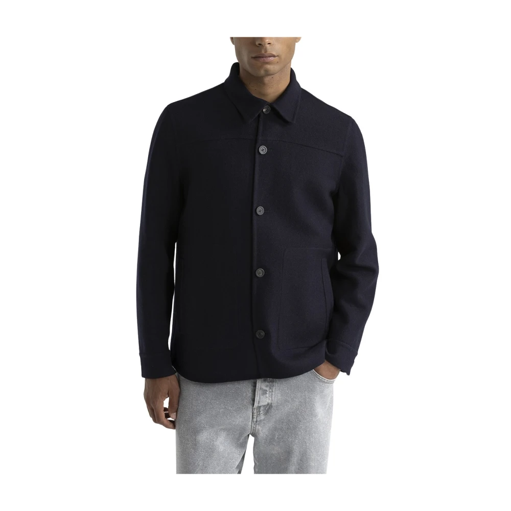 PESERICO Puure wollen shacket Blue Heren