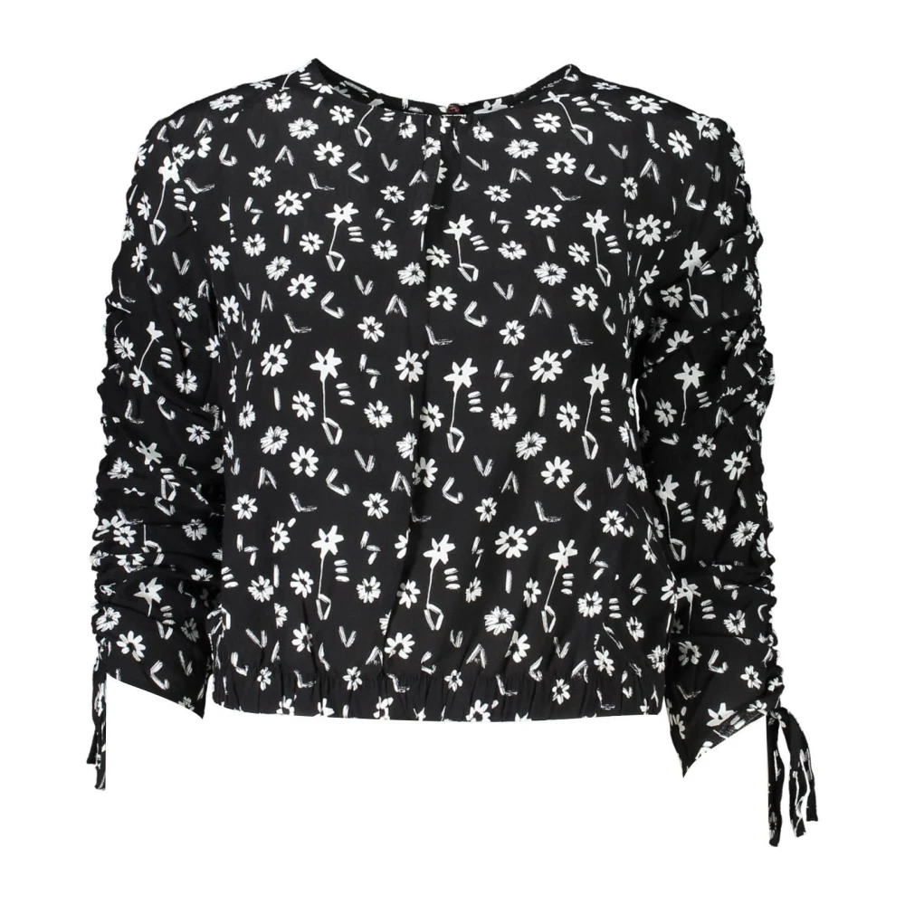Desigual Women's Black Blouses, Xl, Long Sleeve Blouse With Wide Neckline