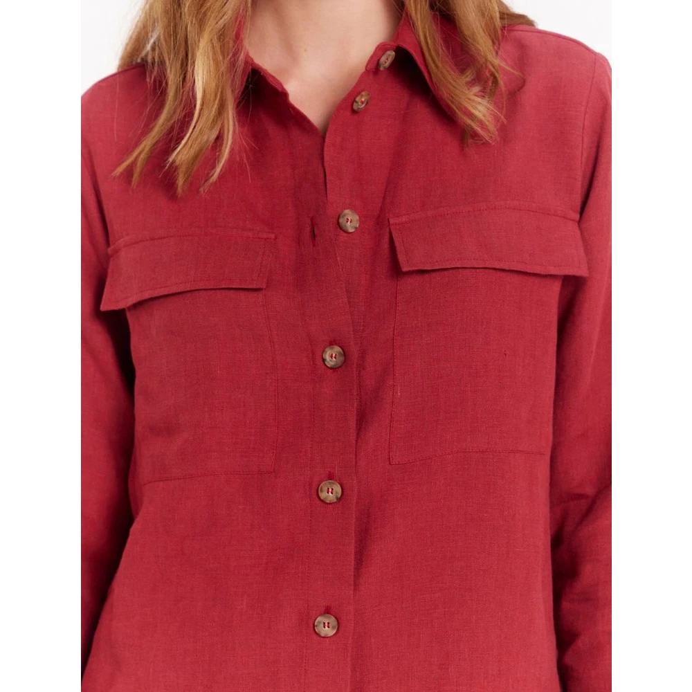 Ines De La Fressange Paris Chandler shirt in framboos linnen Pink Dames