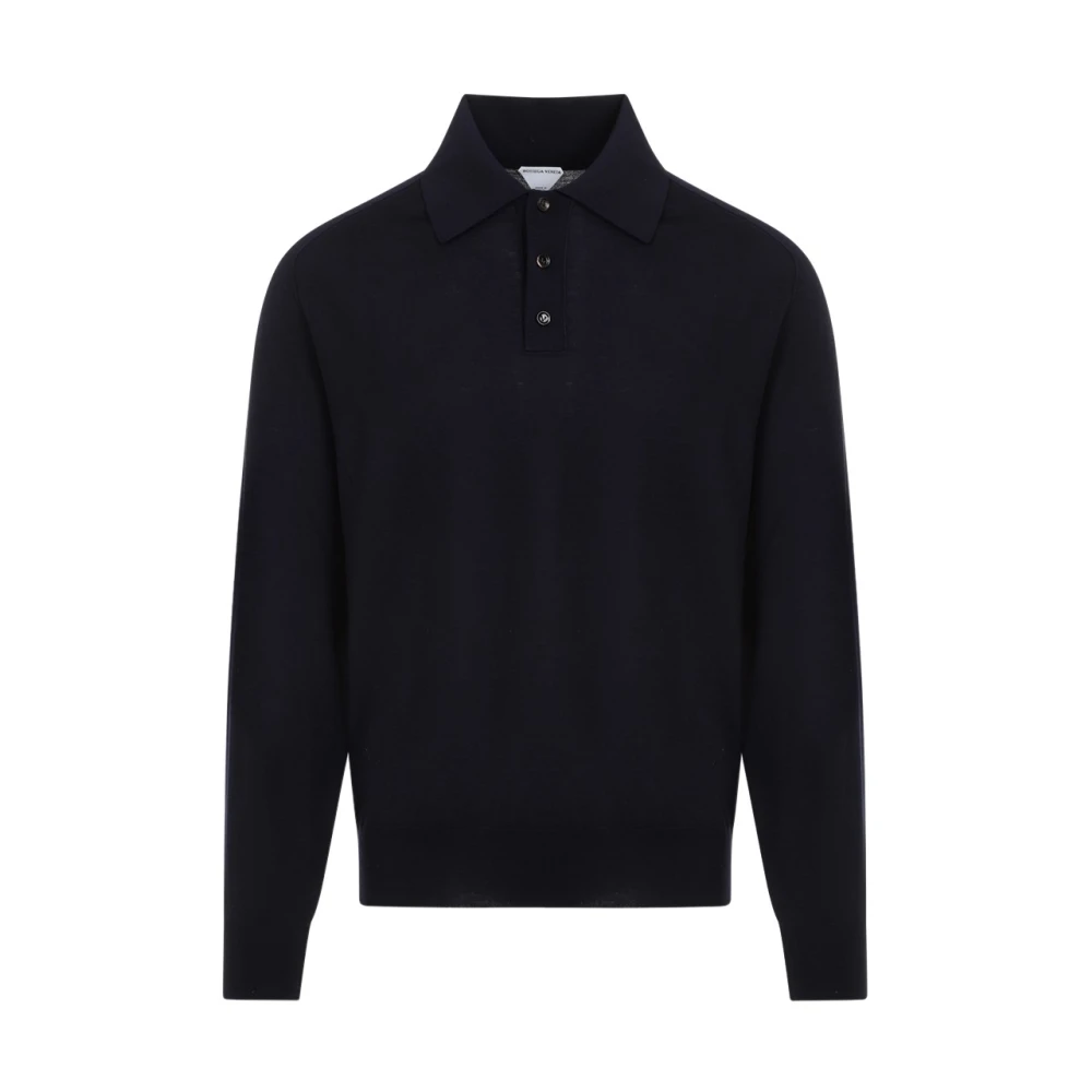 Bottega Veneta Blauwe Wol Polo Shirt Blue Heren