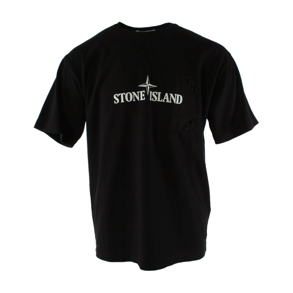 Stone Island Zwarte Katoenen Oversized T-shirt voor Heren Black Heren