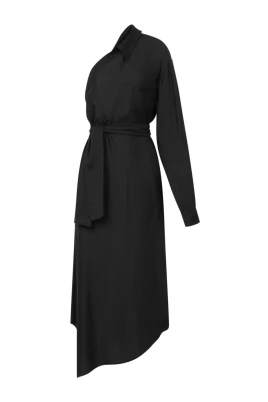 Asymmetric Neck Shirt Dress