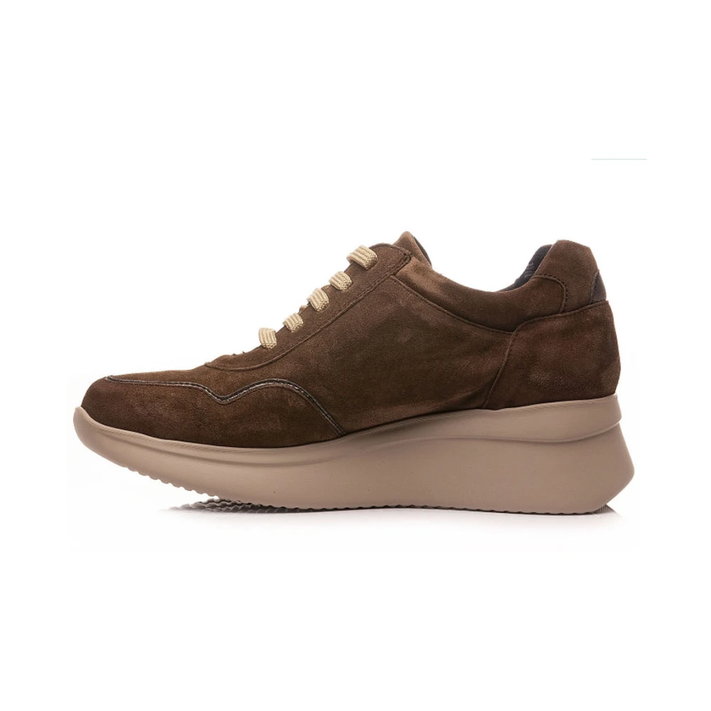 Callaghan Suède Rits Sneakers Rubber Zool Dames Schoenen Bruin