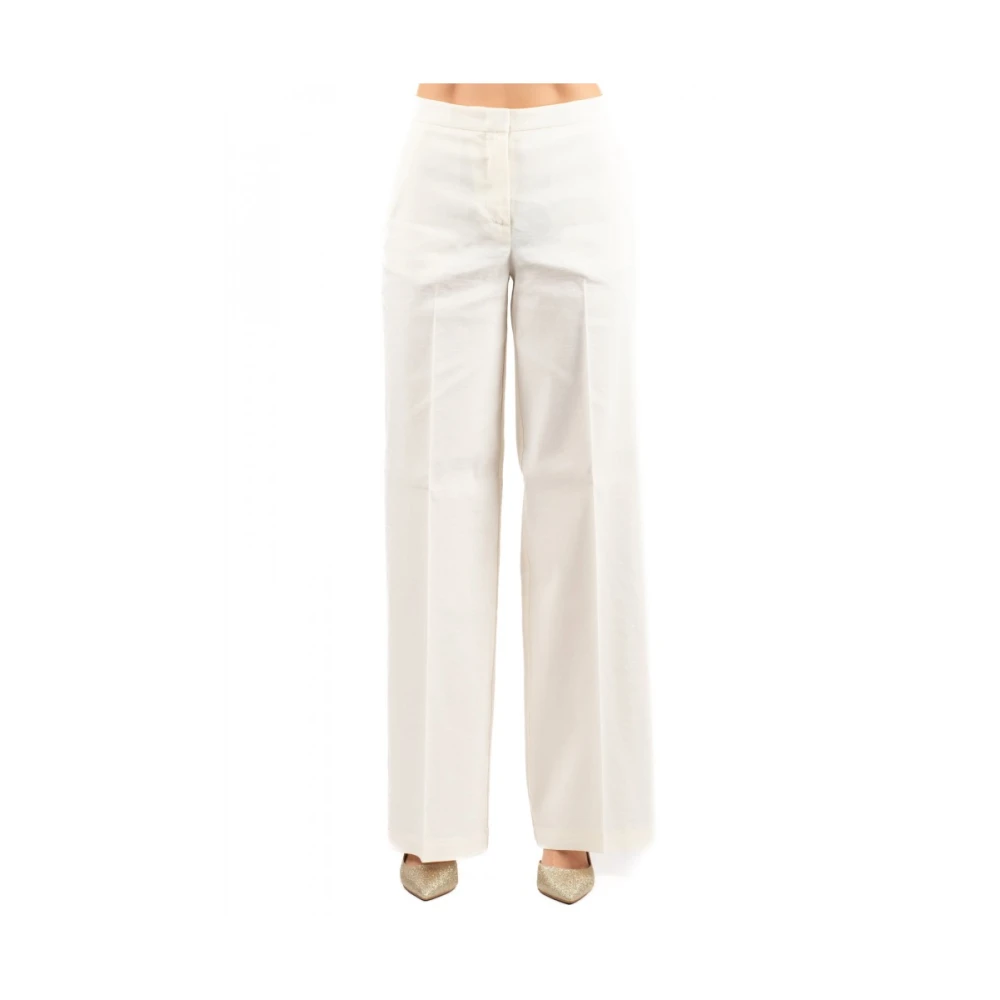 Pinko Women's White Wide Trousers, Xs, Stylish Pink Trousers