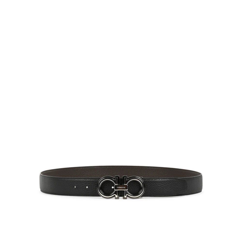Ferragamo Reversible Gancini Belt - Female - Belts - Black - 105 Cm - Accessories