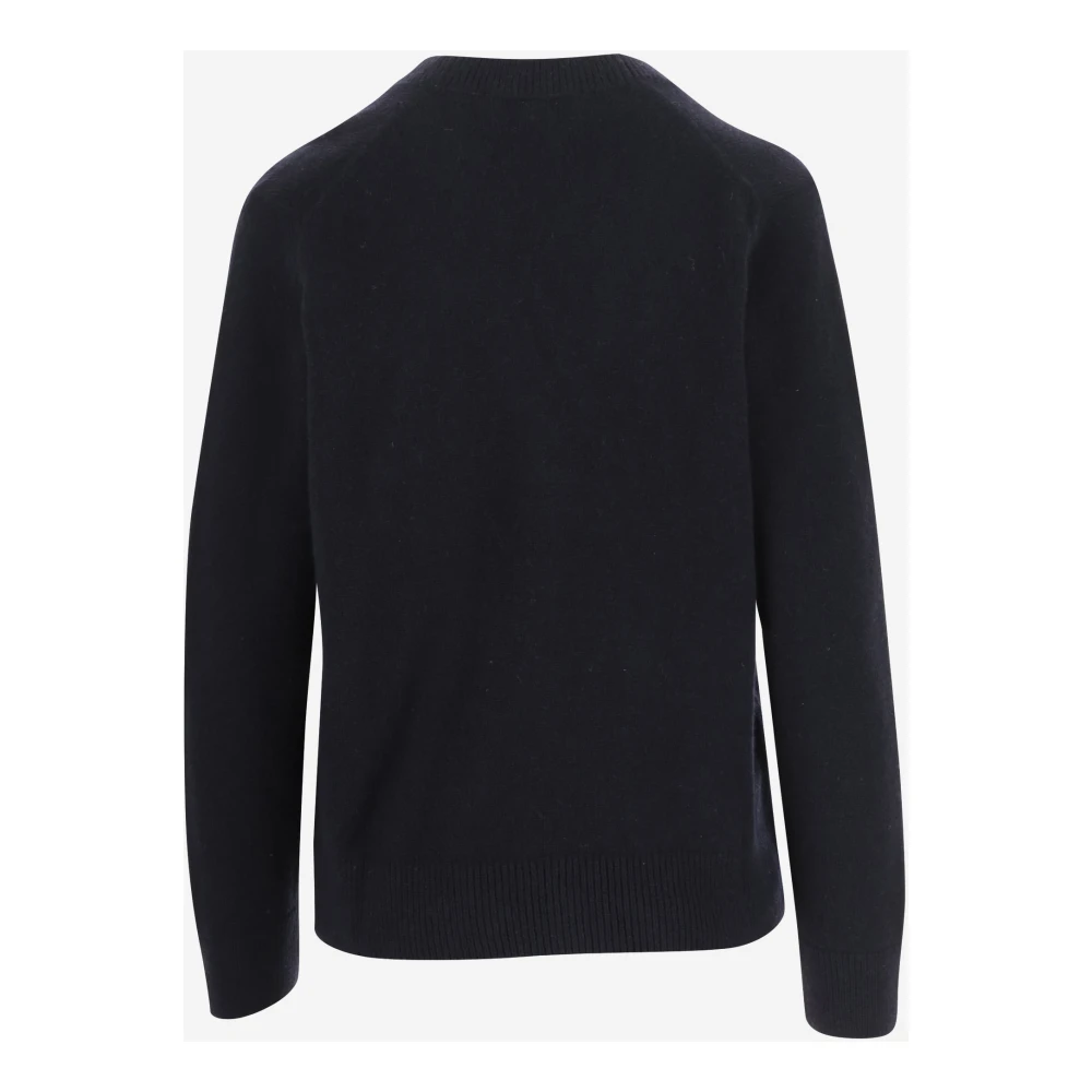 Maison Kitsuné Geborduurde Logo Wollen Vest Blue Dames