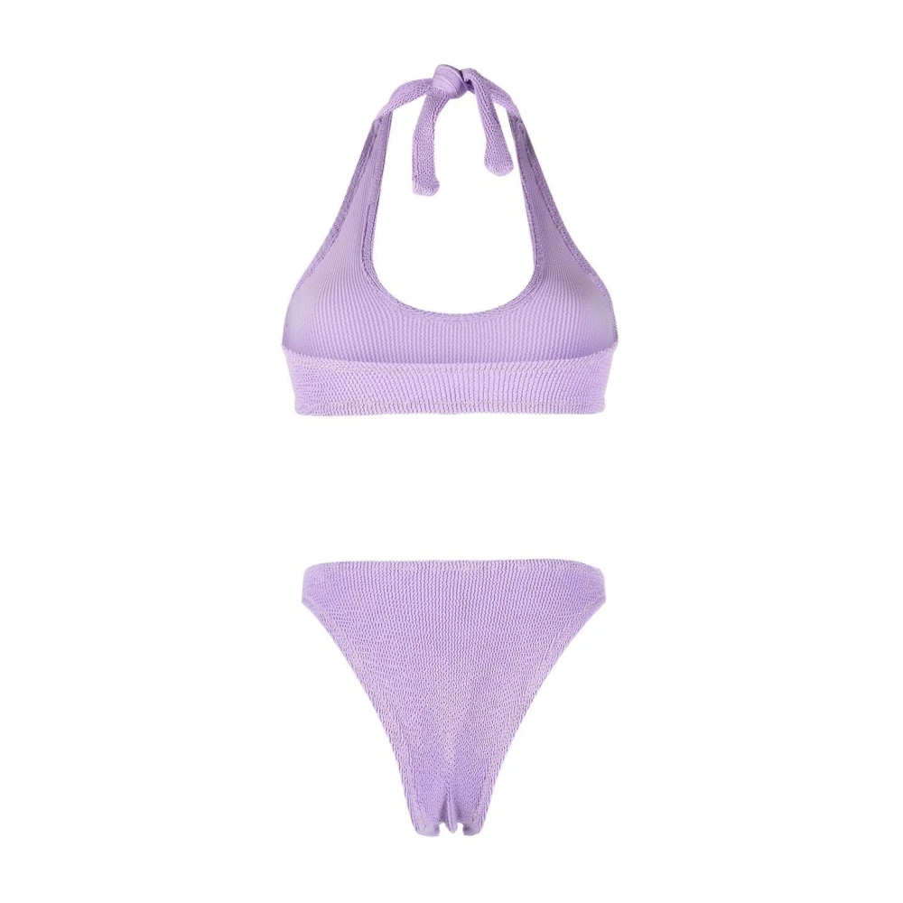 Reina Olga Lila Seersucker Halternek Bikini Set Purple Dames