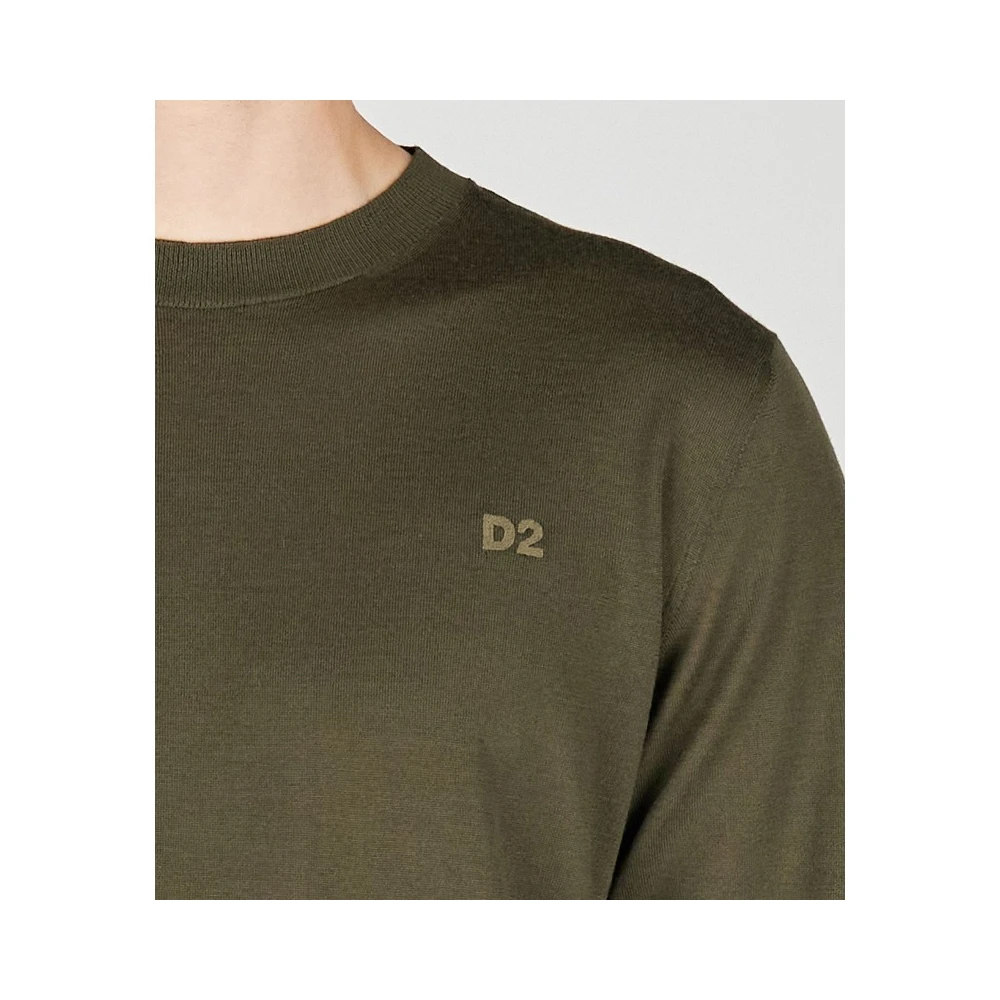 Dsquared2 Geborduurd logo fijngebreide trui Green Heren