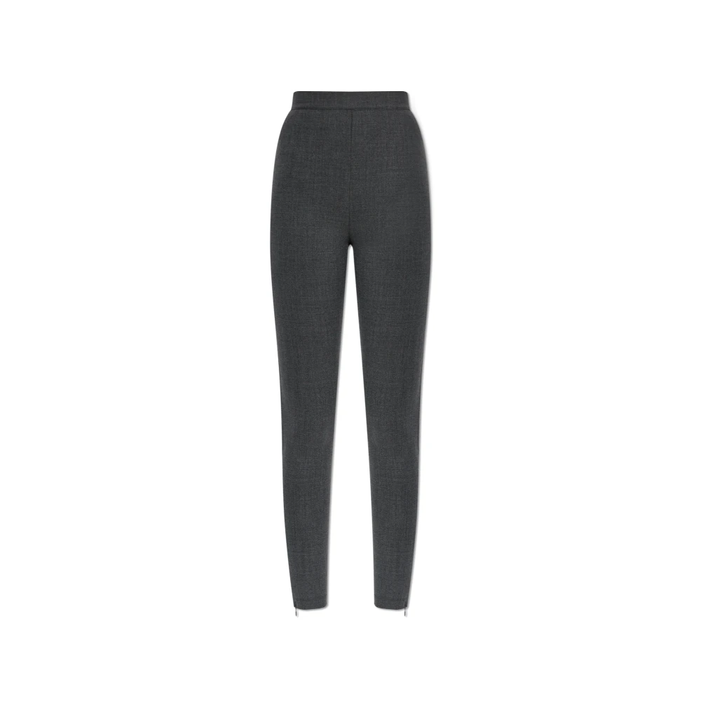 Jil Sander Vrouw Grijs Broeken Dames, L, Wol, Wollen Broek Met Rits Aan De Pijpen