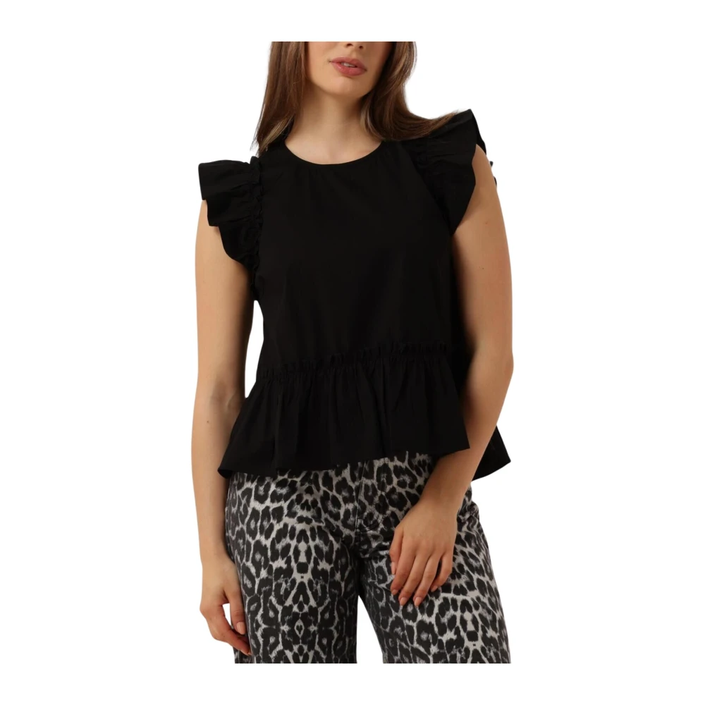 Co'Couture Frill Top voor vrouwen Black Dames