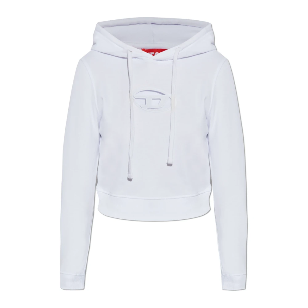 Diesel Vrouw Wit Hoodie Met Uitgesneden Ovaal D Logo