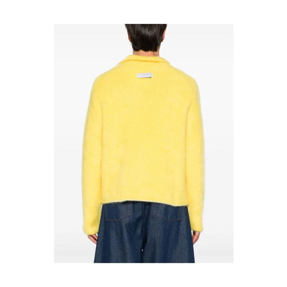 Jacquemus Gele Mohairmix Gebreide Trui Yellow Heren