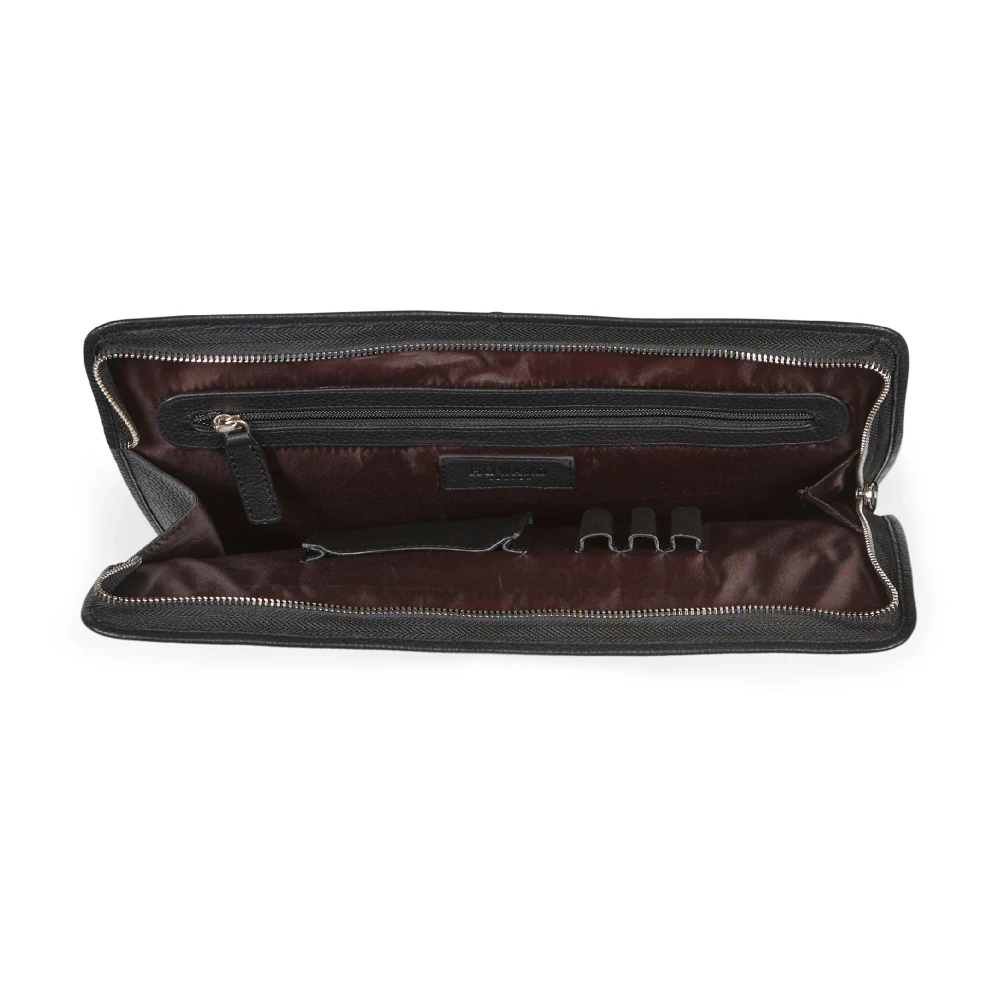 Howard London Zwarte leren laptoptas Black Heren