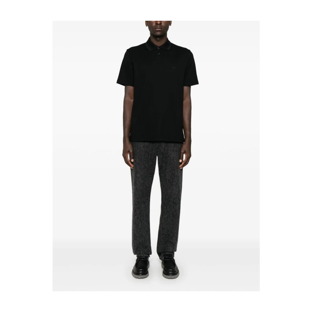 Brioni Zwarte knoopsluiting revers korte mouw polo Black Heren