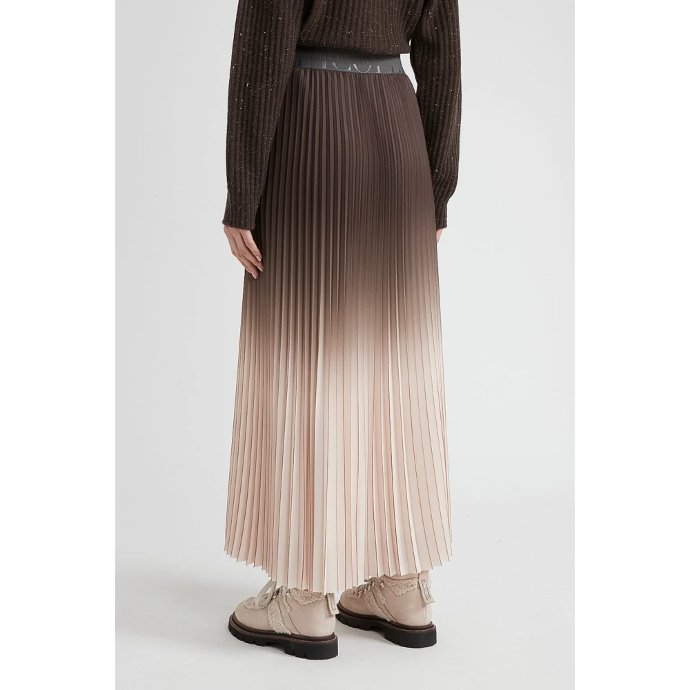 PESERICO Geplooide rok met elastische taille Brown Dames