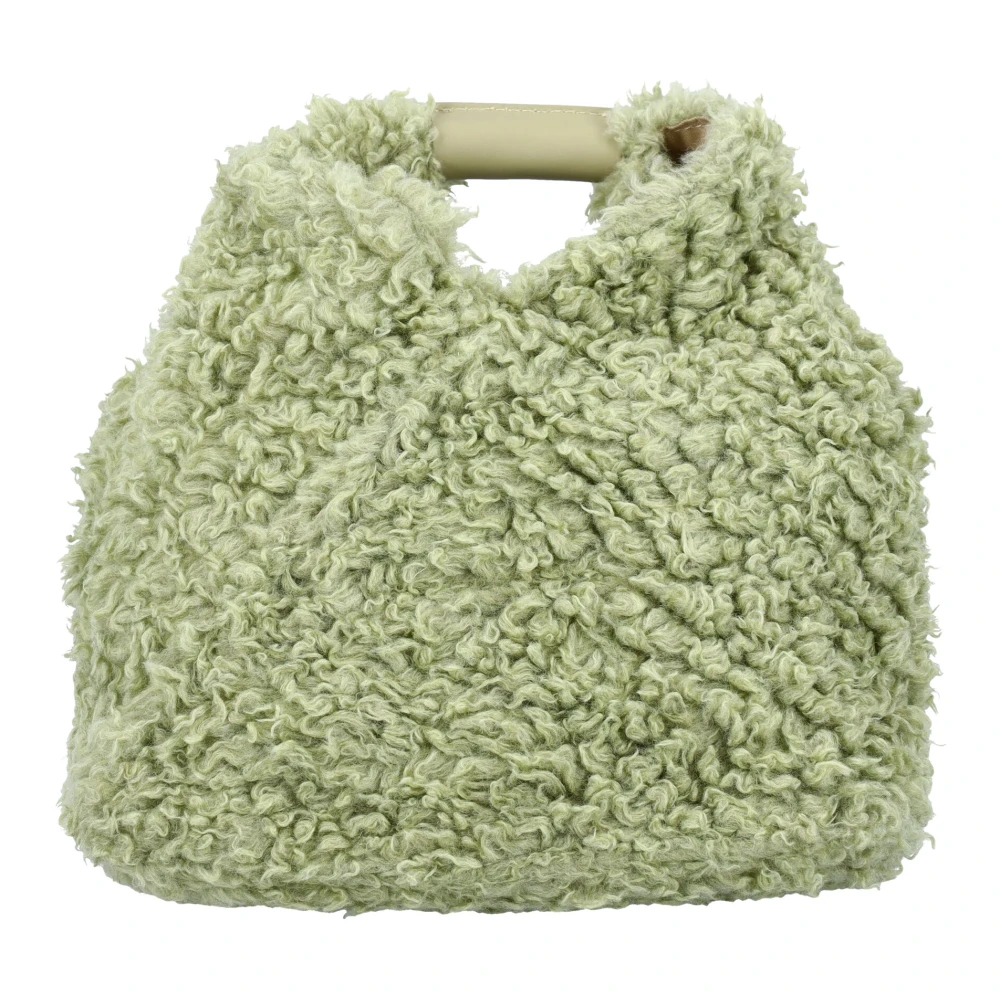 MM6 Maison Margiela Shearling Wol Crossbody Tas Reseda Green Dames