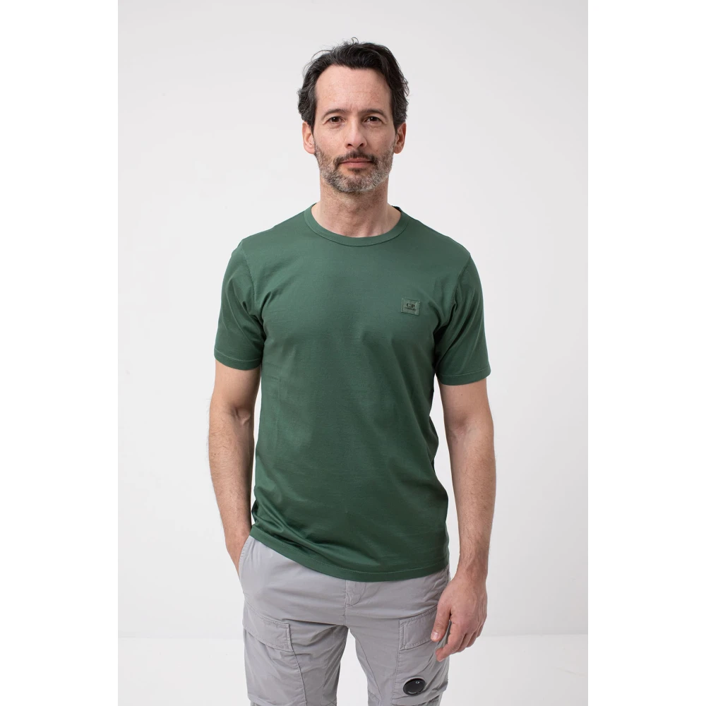C.P. Company Groene Logo T-shirt in Filo di Scozia Green Heren