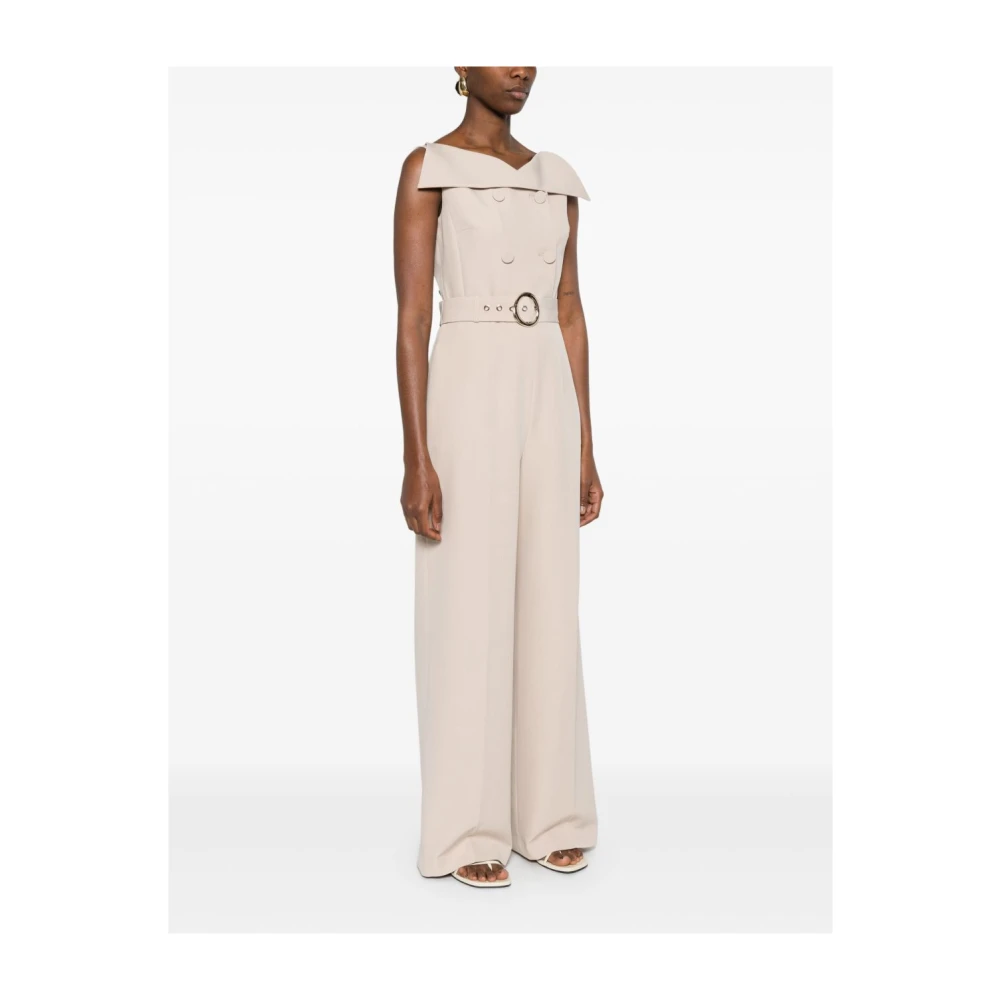 Liu Jo Beige Jurken met Asymmetrische Hals Beige Dames