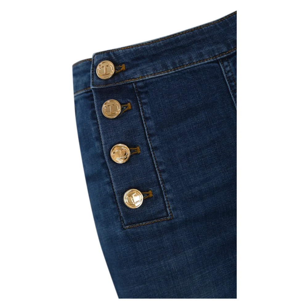 Twinset Denim Wide Leg Broek Blue Dames