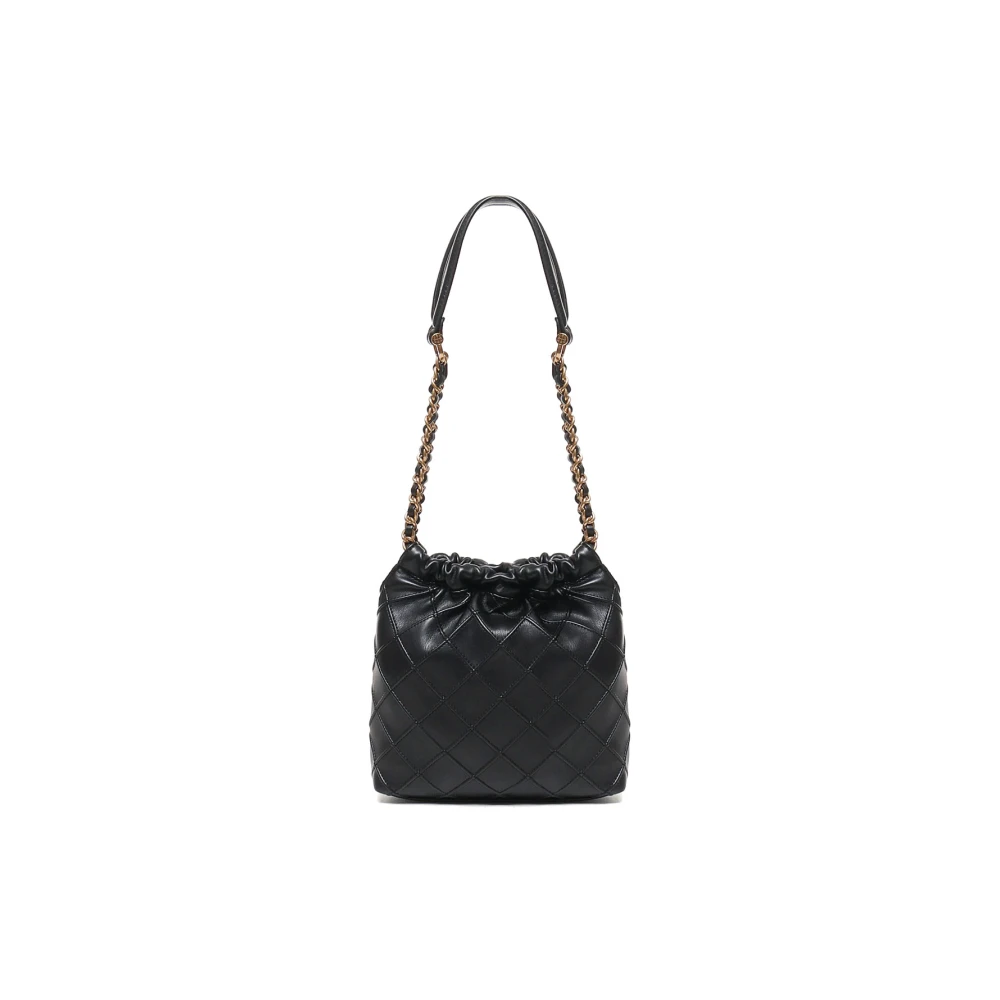V73 Zwarte Mini Hobo Tas met Matelassé Motief Black Dames