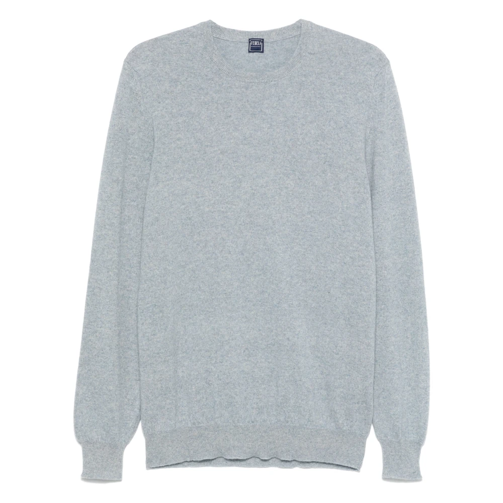 Fedeli Luxe Cashmere Crew-Neck Gebreide kleding Blue Heren