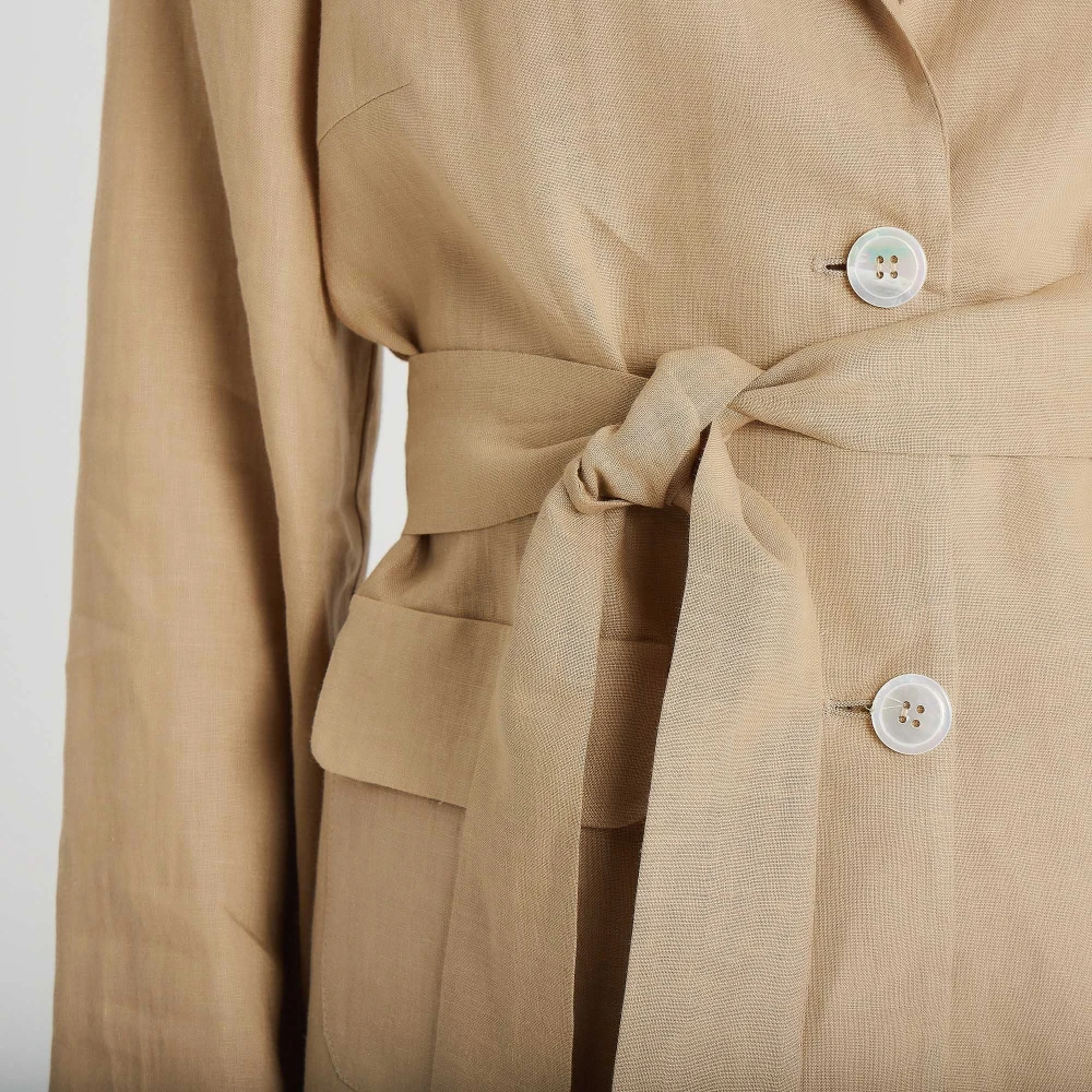 Giorgio Grati Linnen Jas met Riem -50 Beige Dames