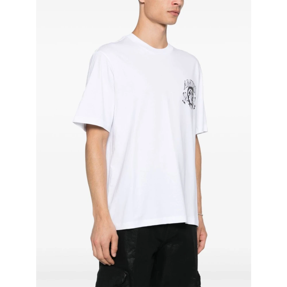 Amiri Leeuw Omlijning Katoenen T-shirt Wit White Heren