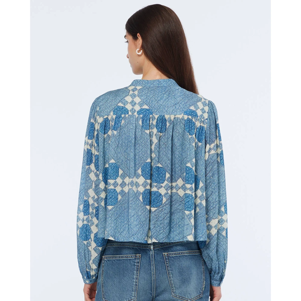 Scotch & Soda Pintuck Shirt Lange Mouw Blouse Blue Dames