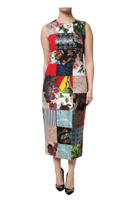 multicolor-patchwork-sheath-dress