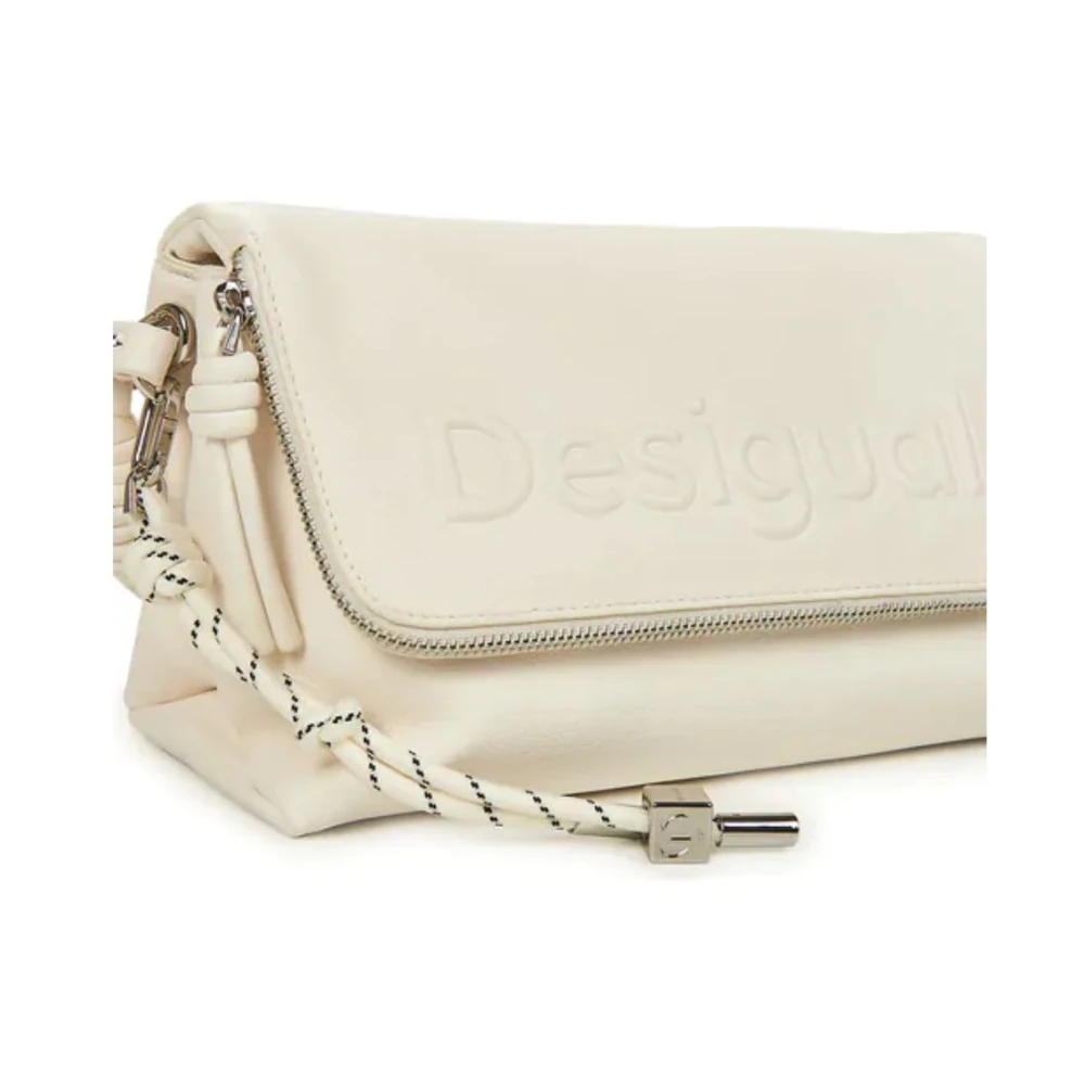 Desigual Stijlvolle Schoudertas met Ritssluiting White Dames
