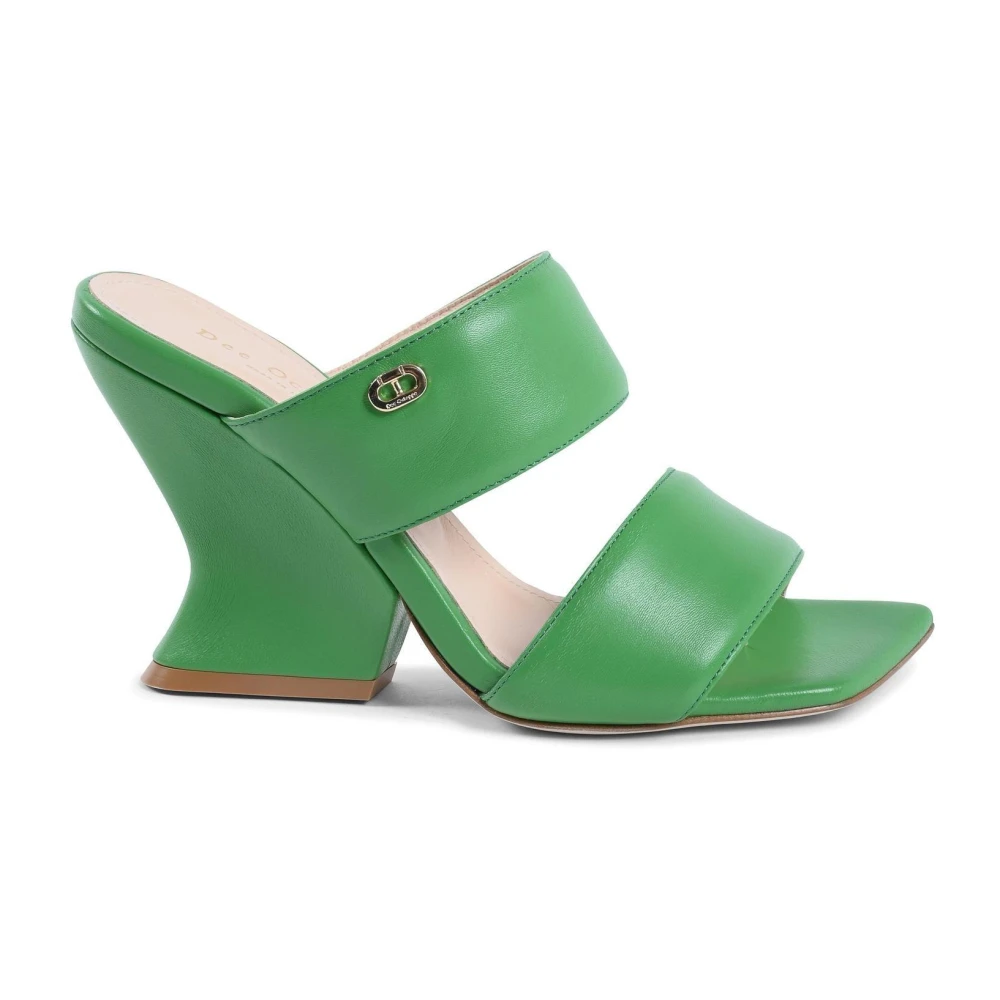 Dee Ocleppo Groene Leren Sleehak Sandalen