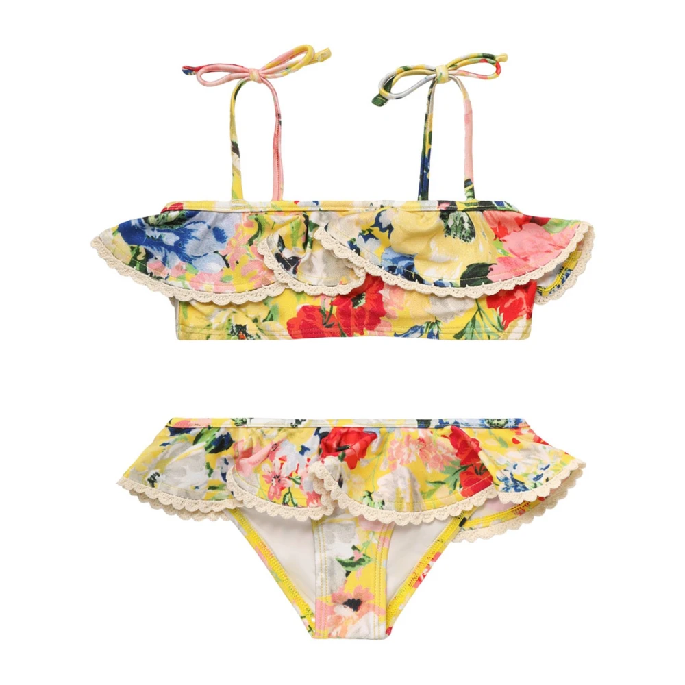 Zimmermann Blommig Gul Bikini Set med Virkade Kanter Multicolor, Flicka