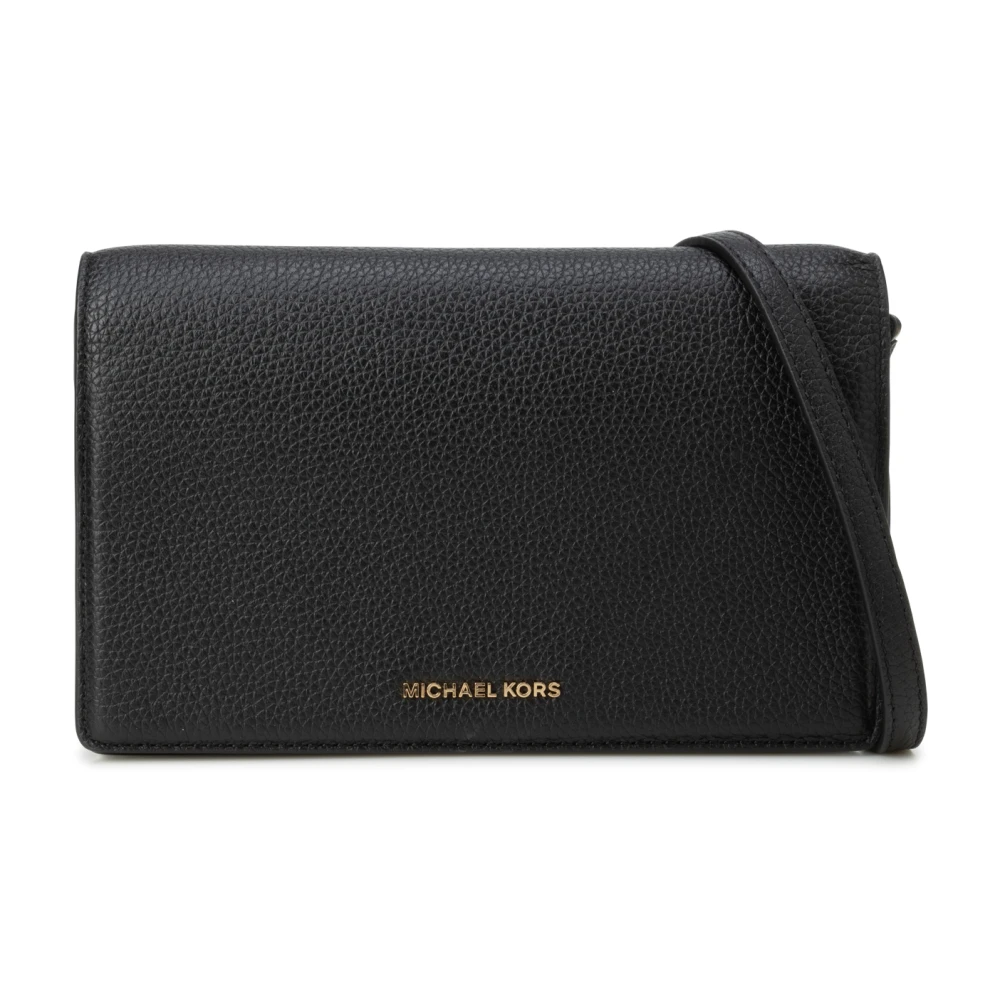 Michael Kors Schoudertas van Gestikt Leder met Details in Goudkleurige Toon Black Dames