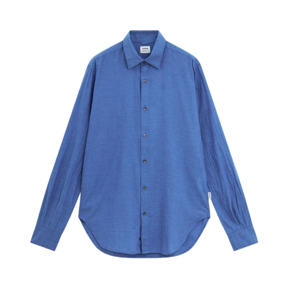 Aspesi Men's Blue Long-Sleeved Cotton Shirt - Casual Shirts - M - Shirts