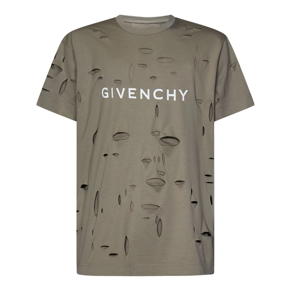 Givenchy Groene Ribgebreide Crewneck T-shirts en Polos Green Heren