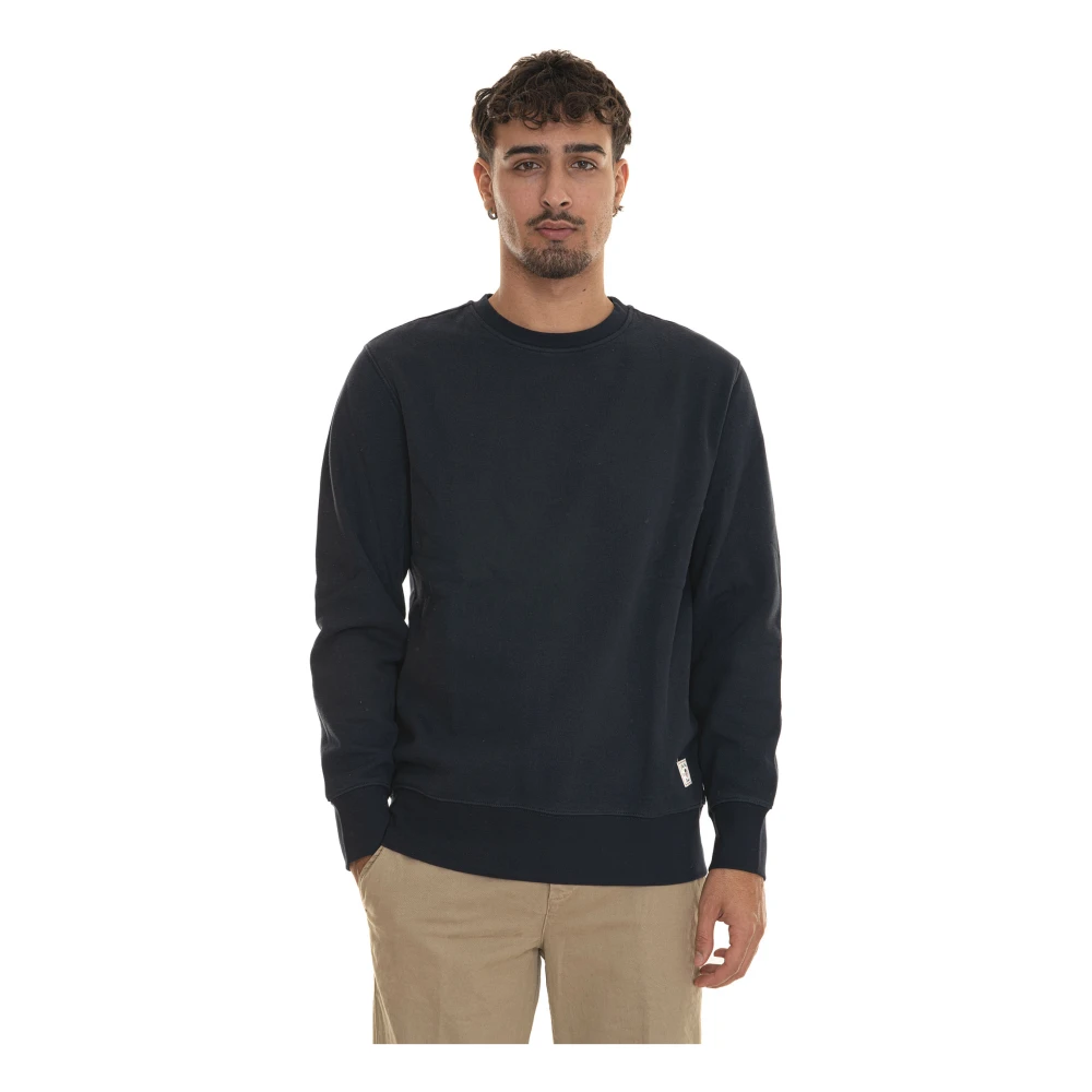 Gant Effen Crewneck Sweatshirt met Pluche Interieur Blue Heren
