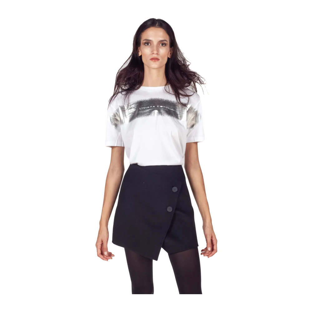 Liviana Conti Logo Print Jersey T-shirt Wit White Dames