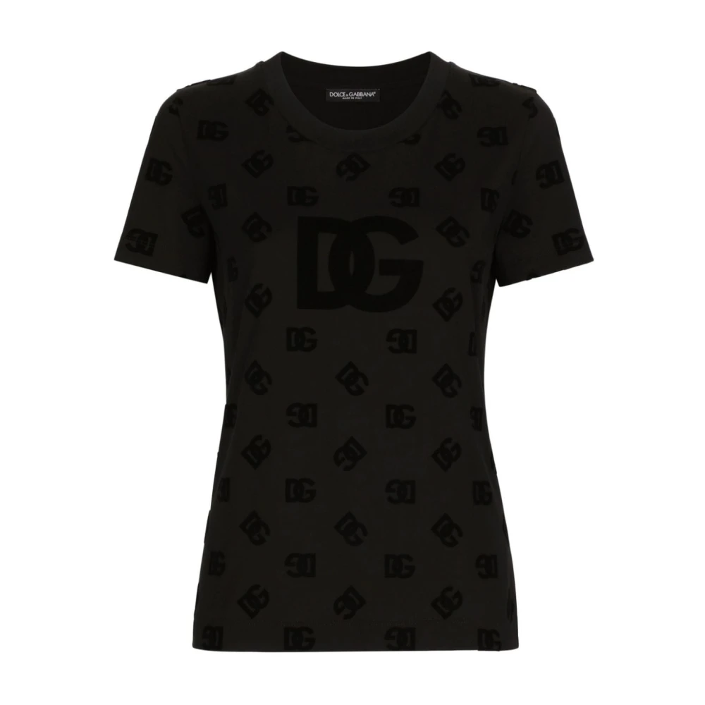 Dolce & Gabbana Monogram T-shirt Klassieke Stijl Black Dames