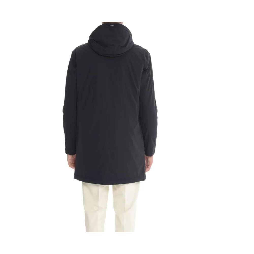 Herno Blauwe Gewatteerde Jas met Capuchon Blue Heren