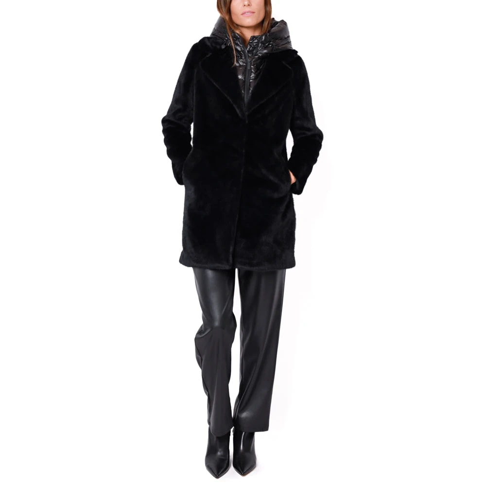BomBoogie Zwarte gevoerde nepbontjas Black Dames